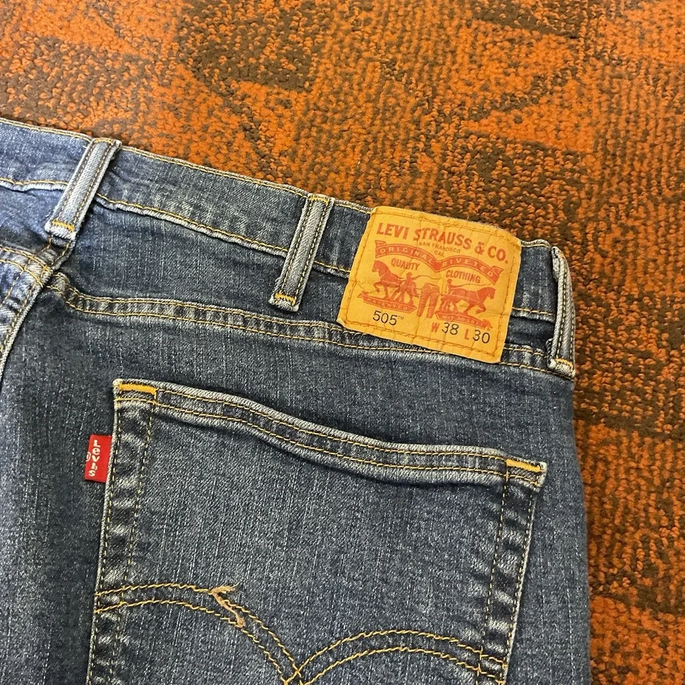 Levi's 505 Straight Leg Dark Wash‎ Blue Denim Jeans Men's Size 38x30(